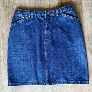 Liz Claiborne Lizwear Womens Dark Blue Jean Denim Skirt Knee Length (20”)Size 14